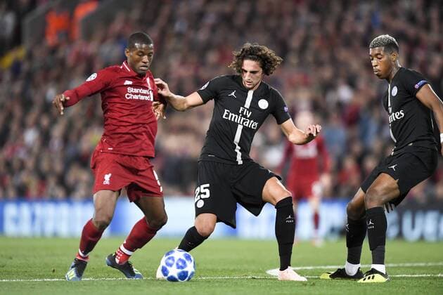 25 ADRIEN RABIOT (PSG) - 03 PRESNEL KIMPEMBE (PSG) FOOTBALL : Liverpool vs Paris SG - Ligue des Champions - 18 09 2018 AnthonyBIBARD FEP Panoramic 