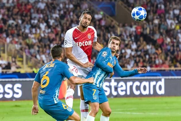 Nacer Chadli (AS Monaco) - Antoine Griezmann (Atletico Madrid) - Koke (Atletico Madrid) FOOTBALL : AS Monaco vs Atletico Madrid - Ligue des champions - Monaco - 18 09 2018 NorbertScanella Panoramic 