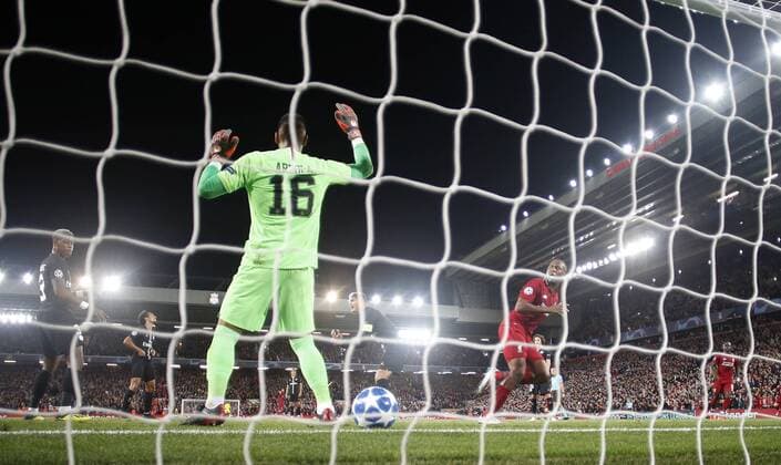 Liverpool forward Daniel Sturridge scores the first goal during the UEFA Champions League - Group C match at the Anfield Stadium, Liverpool. Picture date 18th September 2018. Picture credit should read: Andrew Yates Sportimage EDITORIAL USE ONLY. No use with unauthorised audio, video, data, fixture lists, club league logos or live services. Online in-match use limited to 120 images, no video emulation. No use in betting, games or single club league player publications.