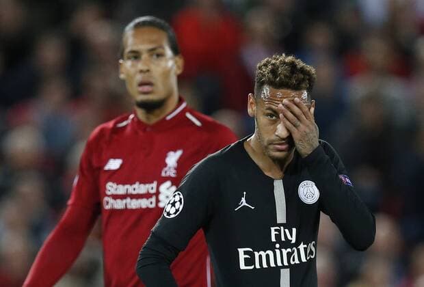 PSG forward Neymar during the UEFA Champions League - Group C match at the Anfield Stadium, Liverpool. Picture date 18th September 2018. Picture credit should read: Andrew Yates Sportimage EDITORIAL USE ONLY. No use with unauthorised audio, video, data, fixture lists, club league logos or live services. Online in-match use limited to 120 images, no video emulation. No use in betting, games or single club league player publications.