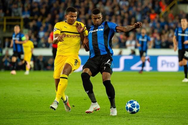 Bruegge Belgium 18 09 2018 UEFA Champions League 2018 19 Season Preliminary Round Group Stage Group A 1 Gameday Club Bruegge BV Borussia Dortmund Manuel Akanji BVB and Wesley Bruegge in DeFodi001