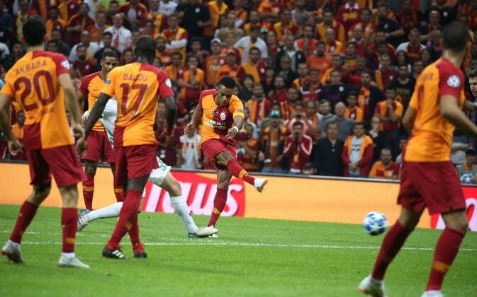 Galatasaray players celebrates for Garry Rodrigues s goal During the Champions league match between Galatasaray and Lokomotiv Moscow at Turk Telekom Stadium in Istanbul , Turkey on September 18 , 2018. 