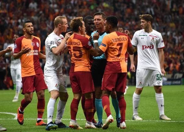 Referee Gianluca Rocchi during the Champions League, group D match between Galatasaray and Lokomotiv Moscow, at the Istanbul Turk Telekom Stadium, Turkey, Tuesday, Sept. 18, 2018. (  Copyright: DepoxPhotos 16117811
