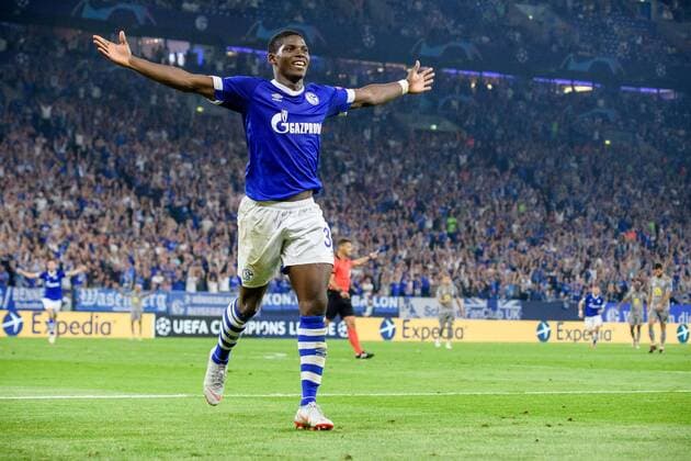 Breel Embolo FC Schalke 04 36 at goal celebration after the goal to 1 0 in the Champions League match between FC Schalke 04 and FC Porto on 18 09 2018 FC Schalke 04 vs FC Porto Champions League group stage 18 09 2018 Gelsenkirchen Copyright: xSchuelerx xEibnerx-xPressefotox EP_EER