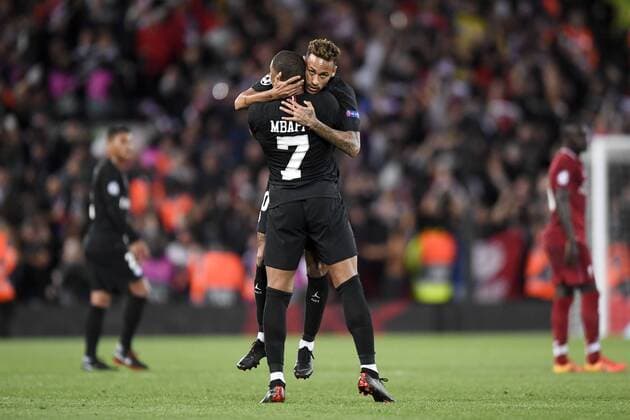 07 KYLIAN MBAPPE (PSG) - 10 NEYMAR JR (PSG) - JOIE FOOTBALL : Liverpool vs Paris SG - Ligue des Champions - 18 09 2018 AnthonyBIBARD FEP Panoramic 