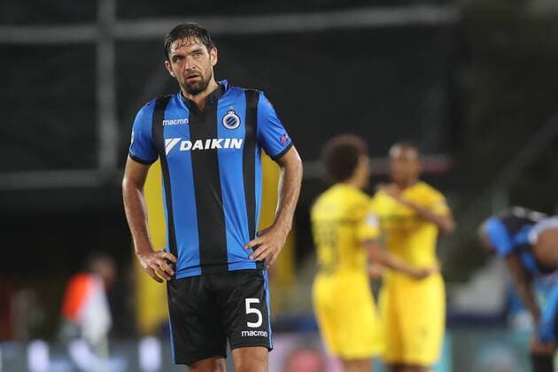 Club s Benoit Poulain looks dejected after a game between Belgian soccer team Club Brugge KV and German club Borussia Dortmund, in Brugge, Tuesday 18 September 2018, day one of the UEFA Champions League, in group A. BRUNOxFAHY  x05428823x