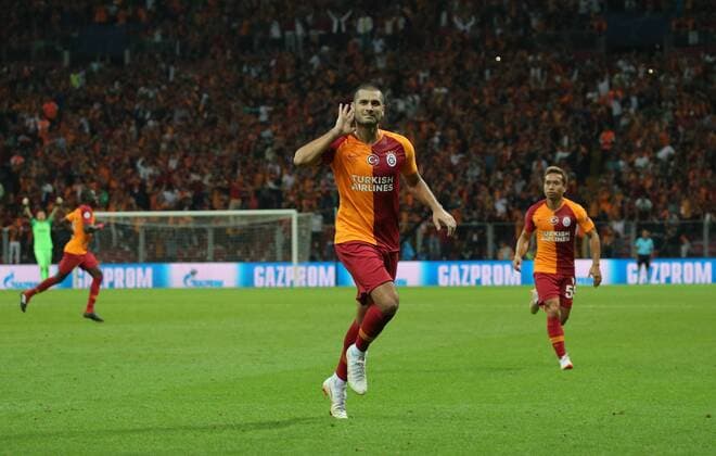 Galatasaray™s Eren Derdiyok celebrate his goal during Galatasaray - Lokomotiv Moscow UEFA Champions League Game at Turk Telekom Arena, 18th of Sept. 2019.  Copyright: TolgaxAdanali 16118029