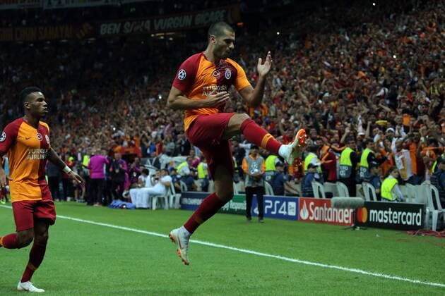 Galatasaray™s Eren Derdiyok celebrate his goal during Galatasaray - Lokomotiv Moscow UEFA Champions League Game at Turk Telekom Arena, 18th of Sept. 2019.  Copyright: TolgaxAdanali 16118042