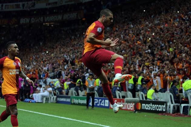 Galatasaray™s Eren Derdiyok celebrate his goal during Galatasaray - Lokomotiv Moscow UEFA Champions League Game at Turk Telekom Arena, 18th of Sept. 2019.  Copyright: TolgaxAdanali 16118044