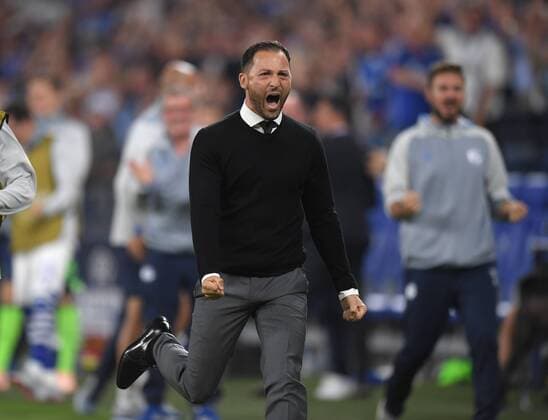 18 09 2018 Football UEFA Champions League Season 2018 2019 Preliminary Round 1 Gameday FC Schalke 04 FC Porto Jubel Manager Domenico Tedesco FC Schalke 04 after the 1 0 Team2