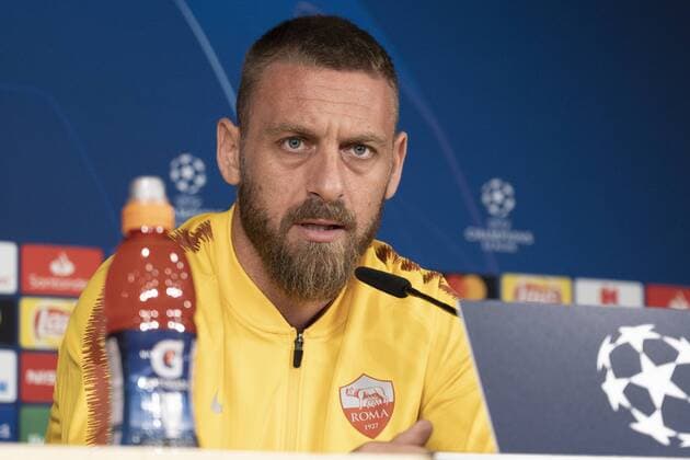 September 18, 2018 - Madrid, Spain - Football player of AS Roma Daniele De Rossi hold a press conference PK Pressekonferenz ahead of UEFA Champions League Group G football match between Real Madrid and AS Roma at Santiago Bernabeu stadium in Madrid, Spain on September 18, 2018. Roma Press Conference - UEFA Champions League  - ZUMAn230 20180918_zaa_n230_703 Copyright: xOscarxGonzalezx