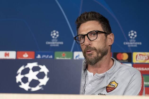 September 18, 2018 - Madrid, Spain - Head Coach Eusebio Di Francesco hold a press conference PK Pressekonferenz ahead of UEFA Champions League Group G football match between Real Madrid and AS Roma at Santiago Bernabeu stadium in Madrid, Spain on September 18, 2018. Roma Press Conference - UEFA Champions League  - ZUMAn230 20180918_zaa_n230_696 Copyright: xOscarxGonzalezx