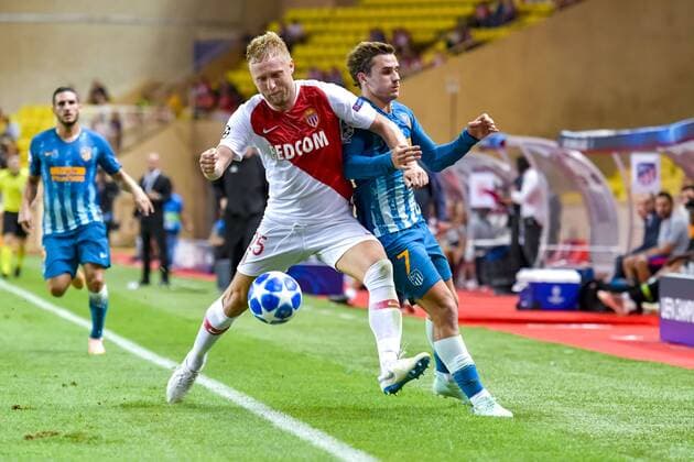Kamil Glik (AS Monaco) - Antoine Griezmann (Atletico Madrid) FOOTBALL : AS Monaco vs Atletico Madrid - Ligue des champions - Monaco - 18 09 2018 NorbertScanella Panoramic 