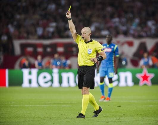 18th September 2018, Rajko Mitic Stadium, Belgrade, Serbia; UEFA Champions League football, Red Star Belgrade versus Napoli; Referee Szymon Marciniak of Poland  ActionPlus12063703 NikolaxKrstic