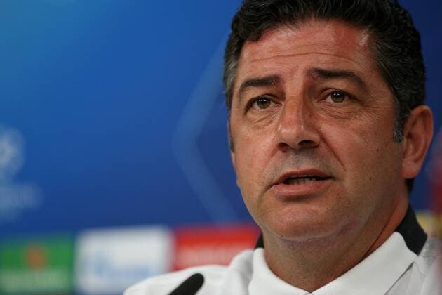 September 18, 2018 - Lisbon, Portugal - Benfica s head coach Rui Vitoria attends a press conference PK Pressekonferenz on the eve of the UEFA Champions League Group E football match SL Benfica vs Bayern Munich at the Luz stadium in Lisbon, Portugal on September 18, 2018. Benfica Press Conference - UEFA Champions League  - ZUMAn230 20180918_zaa_n230_484 Copyright: xPedroxFiuzax