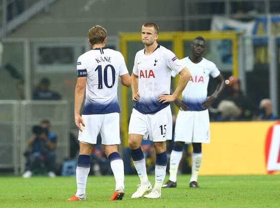 September 18, 2018 - Milan, Italy - FC Internazionale Milano v Tottenham Hotspur FC - UEFA Champions League Group B.Dejection of Eirc Dier and Harry Kane of Tottenham Hotspur at San Siro Stadium in Milan, Italy on September 18, 2018. FC Internazionale Milano v Tottenham Hotspur FC - UEFA Champions League Group B  - ZUMAn230 20180918_zaa_n230_364 Copyright: xMatteoxCiambellix