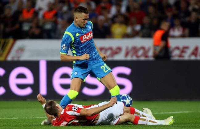 18.09.2018 Belgrade(Serbia) FK Crvena Zvezda(FC Red Star)-SSC Napoli Champions League men s footbal Piotr Zielinski(C)SSC Napoli, :Str 