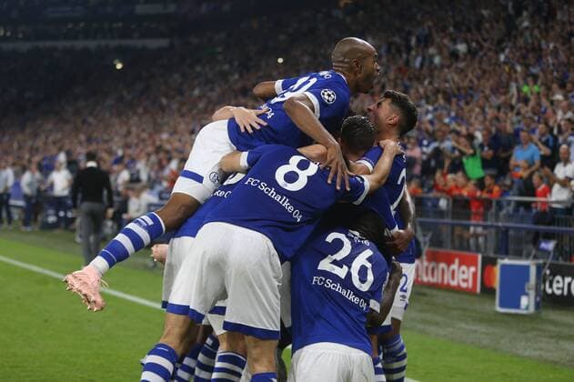 18 09 2018 Football Season 2018 2019 Champions League 1 Gameday FC Schalke 04 FC Porto v L Naldo FC Schalke 04 Suat Serdar FC Schalke 04 Salif Sane FC Schalke 04 Gelsenkirchen Veltins Arena NRW Germany
