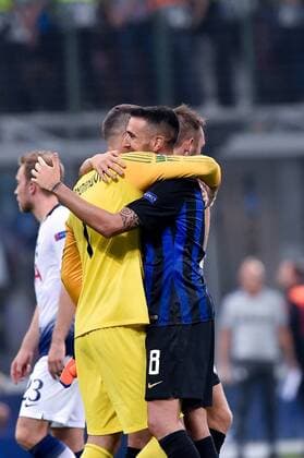 September 18, 2018 - Milan, Milan, Italy - Matias Vecino of Inter Milan celebrates the victory during the UEFA Champions League Group B match between Inter Milan and Tottenham Hotspur at Stadio San Siro, Milan, Italy on 18 September 2018. Inter Milan v Tottenham Hotspur.UEFA Champions League.18 09 2018.  - ZUMAn230 20180918_zaa_n230_361 Copyright: xGiuseppexMaffiax