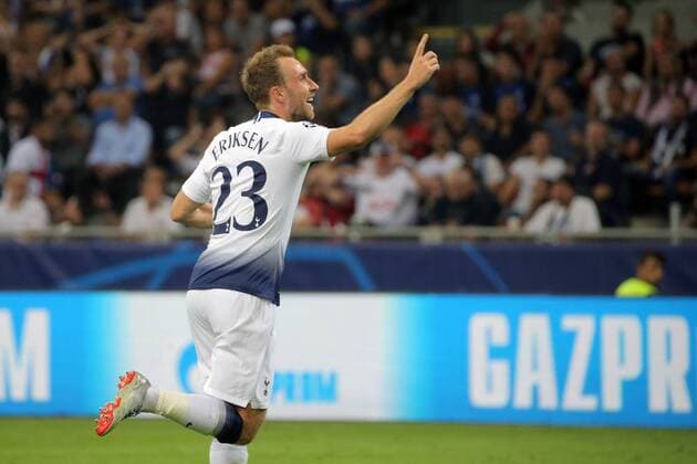 September 18, 2018 - Milan, Milan, Italy - Christian Eriksen 23 of Tottenham Hotspur celebrates after scoring the his goal during the UEFA Champions League group B match between FC Internazionale and Tottenham Hotspur at Stadio Giuseppe Meazza on September 18, 2018 in Milan, Italy. FC Internazionale v Tottenham Hotspur - UEFA Champions League Group B  - ZUMAn230 20180918_zaa_n230_273 Copyright: xGiuseppexCottinix