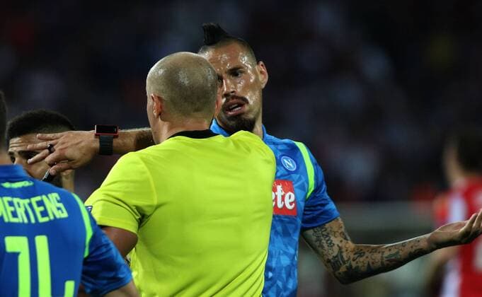 18.09.2018 Belgrade(Serbia) FK Crvena Zvezda(FC Red Star)-SSC Napoli Champions League men s footbal Marek Hamsik SSC Napoli react during match :Str 