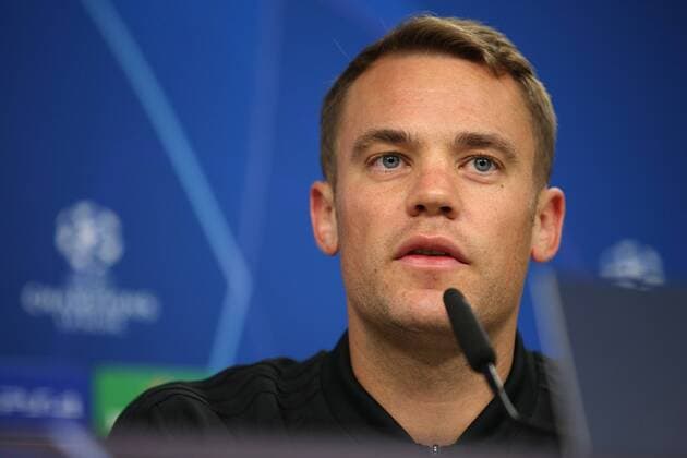 September 18, 2018 - Lisbon, Portugal - Bayern s goalkeeper Manuel Neuer from Germany attends a press conference PK Pressekonferenz on the eve of the UEFA Champions League Group E football match SL Benfica vs Bayern Munich at the Luz stadium in Lisbon, Portugal on September 18, 2018. UEFA Champions League Group E - Bayern Munich s press conference and training session - ZUMAf123 20180918_zap_f123_006 Copyright: xPedroxFiuzax