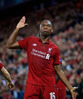 (180919) -- LIVERPOOL, Sept. 19, 2018 -- Liverpool s Daniel Sturridge celebrates scoring during the UEFA Champions League Group C match between Liverpool and Paris Saint-Germain at Anfield Stadium in Liverpool, Britain on Sept. 18, 2018. Liverpool won 3-2. FOR EDITORIAL USE ONLY. NOT FOR SALE FOR MARKETING OR ADVERTISING CAMPAIGNS. NO USE WITH UNAUTHORIZED AUDIO, VIDEO, DATA, FIXTURE LISTS, CLUB LEAGUE LOGOS OR LIVE SERVICES. ONLINE IN-MATCH USE LIMITED TO 45 IMAGES, NO VIDEO EMULATION. NO USE IN BETTING, GAMES OR SINGLE CLUB LEAGUE PLAYER PUBLICATIONS. (SP)BRITAIN-LIVERPOOL-FOOTBALL-UEFA CHAMPIONS LEAGUE-LIVERPOOL VS PSG HanxYan