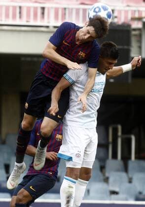 Partido de la Youth League disputado entre Barcelona y PSV. Youth League match played between Barcelona and PSV. 