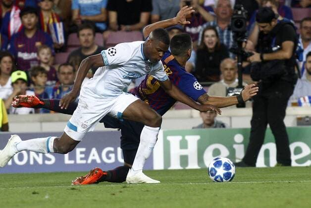 Partido de la Champions League disputado entre Barcelona y PSV. Champions League match. Barcelona vs PSV. 
