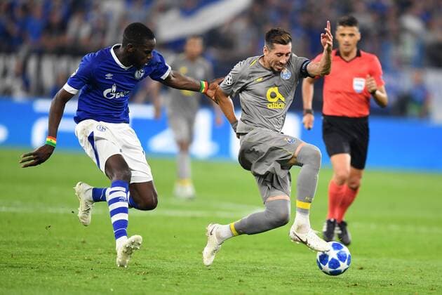 UEFA Champions League Group Stage Game 1 Season 2018 2019 FC Schalke 04 vs FC Porto 18 09 18 Gelsenkirchen Volleyball Arena Salif Sane S04 Hector Herrera FC Porto UEFA regulations prohibit any use of images or video sequences