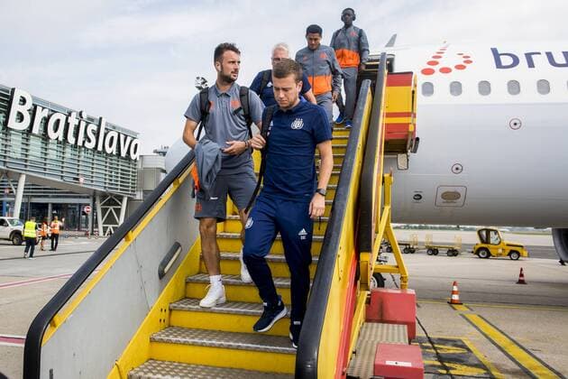Anderlecht s Antonio Ante Milic pictured at the arrival of Belgian soccer team RSC Anderlecht, Wednesday 19 September 2018 in Bratislava, Slovakia. Tomorrow Anderlecht will meet Slovakian club Spartak Trnava on day one of the UEFA Europa League group stage. JASPERxJACOBS  x05429182x