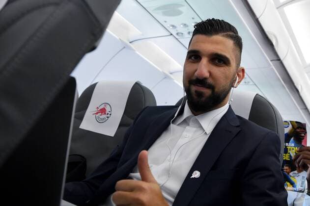 SOCCER - EL, RB Leipzig vs RBS SALZBURG,AUSTRIA,19.SEP.18 - SOCCER - UEFA Europa League, group stage, RasenBallsport Leipzig vs Red Bull Salzburg, departure from Salzburg Airport. Image shows Munas Dabbur (RBS). GEPAxpictures xFlorianxErtl