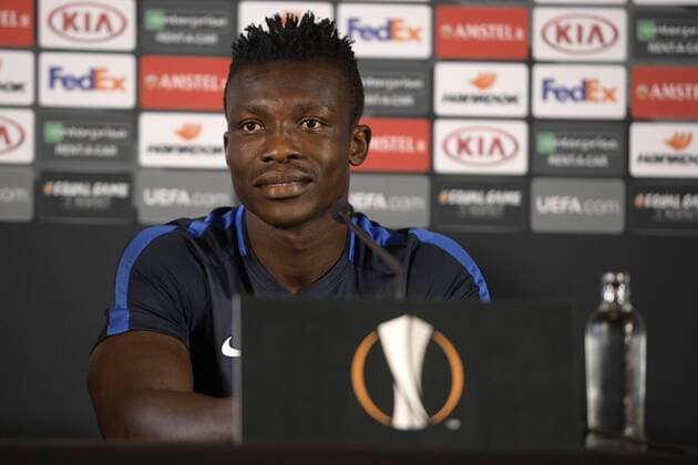 Genk s Joseph Aidoo pictured during a press conference PK Pressekonferenz of Belgian soccer team KRC Genk, Wednesday 19 September 2018 in Genk. Tomorrow KRC Genk will meet Swedish club Malmo FF on day one of the UEFA Europa League group stage. YORICKxJANSENS  x05429205x