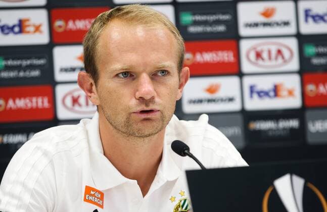 SOCCER - EL, Rapid vs Spartak VIENNA,AUSTRIA,19.SEP.18 - SOCCER - UEFA Europa League, group stage, SK Rapid Wien vs Spartak Moscow, preview, press conference PK Pressekonferenz Rapid. Image shows Mario Sonnleitner (Rapid). GEPAxpictures xPhilippxBrem