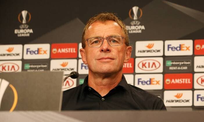 RB Leipzig Press Conference Football Leipzig 19 09 2018 Red Bull Arena Football Rasenballsport Leipzig RB Leipzig Press conference before the Euroleague match against Salzburg In the picture head coach Ralf Rangnick