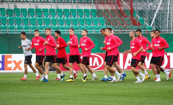 SOCCER - EL, Rapid vs Spartak VIENNA,AUSTRIA,19.SEP.18 - SOCCER - UEFA Europa League, group stage, SK Rapid Wien vs Spartak Moscow, preview, training Spartak. Image shows the team of Spartak. GEPAxpictures xPhilippxBrem