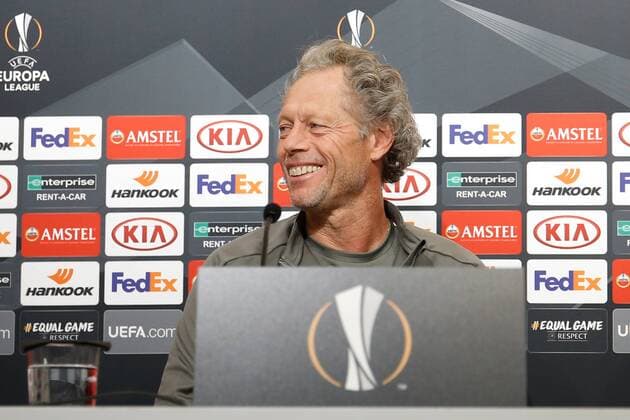Standard s head coach Michel Preud homme pictured during a press conference PK Pressekonferenz of Belgian soccer team Standard de Liege, Wednesday 19 September 2018 in Sevilla, Spain. Tomorrow Standard will meet Spanish club Sevilla FC on day one of the UEFA Europa League group stage. BRUNOxFAHY  x05429428x