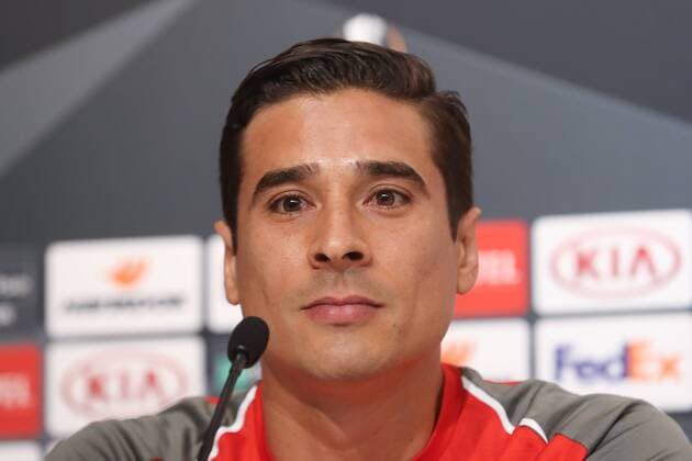 Standard s Guillermo Ochoa pictured during a press conference PK Pressekonferenz of Belgian soccer team Standard de Liege, Wednesday 19 September 2018 in Sevilla, Spain. Tomorrow Standard will meet Spanish club Sevilla FC on day one of the UEFA Europa League group stage. BRUNOxFAHY  x05429439x