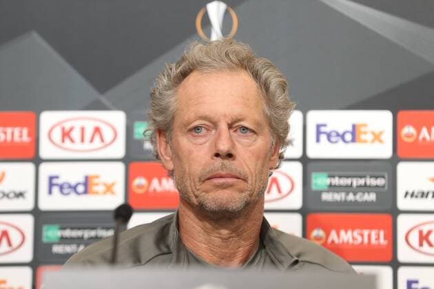 Standard s head coach Michel Preud homme pictured during a press conference PK Pressekonferenz of Belgian soccer team Standard de Liege, Wednesday 19 September 2018 in Sevilla, Spain. Tomorrow Standard will meet Spanish club Sevilla FC on day one of the UEFA Europa League group stage. BRUNOxFAHY  x05429449x