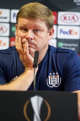 Anderlecht s head coach Hein Vanhaezebrouck pictured during a press conference PK Pressekonferenz of Belgian soccer team RSC Anderlecht, Wednesday 19 September 2018 in Trnava, Slovakia. Tomorrow Anderlecht will meet Slovakian club Spartak Trnava on day one of the UEFA Europa League group stage. JASPERxJACOBS  x05429455x