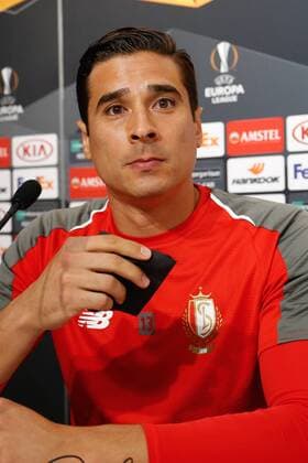 Standard s Guillermo Ochoa pictured during a press conference PK Pressekonferenz of Belgian soccer team Standard de Liege, Wednesday 19 September 2018 in Sevilla, Spain. Tomorrow Standard will meet Spanish club Sevilla FC on day one of the UEFA Europa League group stage. BRUNOxFAHY  x05429471x