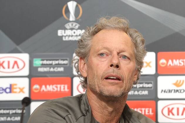 Standard s head coach Michel Preud homme pictured during a press conference PK Pressekonferenz of Belgian soccer team Standard de Liege, Wednesday 19 September 2018 in Sevilla, Spain. Tomorrow Standard will meet Spanish club Sevilla FC on day one of the UEFA Europa League group stage. BRUNOxFAHY  x05429461x