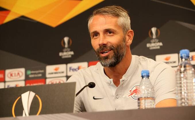 FC Salzburg Press Conference Football Euroleague Leipzig 19 09 2018 Red Bull Arena Football FC Salzburg Press conference before the Euroleague match at RB Leipzig Picture Coach Marco Rose