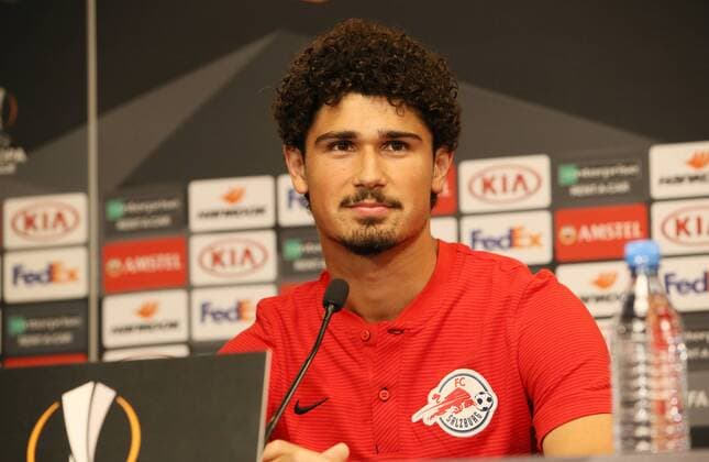 FC Salzburg Press Conference Football Euroleague Leipzig 19 09 2018 Red Bull Arena Football FC Salzburg Press conference before the Euroleague match at RB Leipzig Pictured AndrŽ Ramalho 15 Salzburg