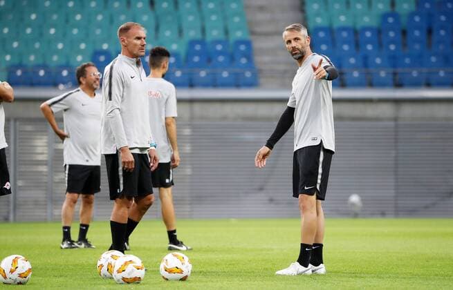 FC Salzburg Training Football Euroleague Leipzig 19 09 2018 Red Bull Arena Football FC Salzburg Final training before the Euroleague match at RB Leipzig Photo shows coach Alexander Zickler and coach Marco Rose