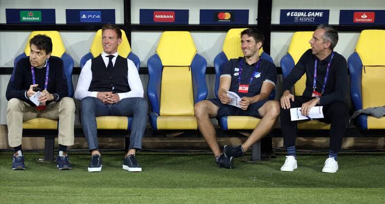 Head coach of TSG 1899 Hoffenheim Julian Nagelsmann (2nd L) watches the UEFA Champions League Group F match against FC Shakhtar Donetsk from the sideline at the Metalist Stadium, Kharkiv, northeastern Ukraine, September 19, 2018. Ukrinform. Shakhtar vs. Hoffenheim in Kharkiv  Copyright: xDanilxShamkinx