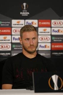Fussball Europa League 2018 - 2019 19.09.2018, Fussball Europa League, UEFA Europa League, 2018-2019, Gruppenphase, Gruppe F, Spieltag 1, Luxemburg, Stade Josy Barthel, Luxemburg (LUX) - F91 Dudelange, Düdelingen, AC Mailand, Milan, AC Milan (ITA) vl: Ignazio Abate (AC Mailand, Milan 20) Portrait Pressekonferenz 