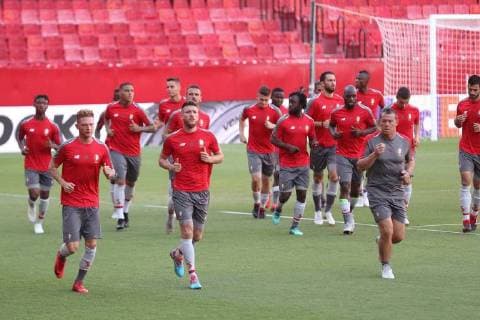 Standard s players pictured during a training session of Belgian soccer team Standard de Liege, Wednesday 19 September 2018 in Sevilla, Spain. Tomorrow Standard will meet Spanish club Sevilla FC on day one of the UEFA Europa League group stage. BRUNOxFAHY  x05429557x