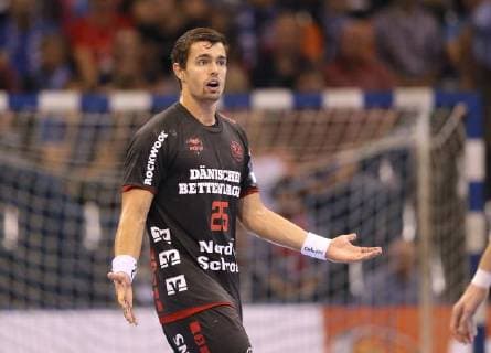 Photo skeptical expression on Rasmus Lauge Flensburg Handball men 1 Bundesliga on Wed 19 09 2018 Flensburg HC Zagreb