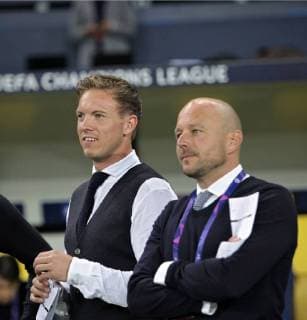Head coach of TSG 1899 Hoffenheim Julian Nagelsmann (L) attends a warm-up before the UEFA Champions League Group F match against FC Shakhtar Donetsk at the Metalist Stadium, Kharkiv, northeastern Ukraine, September 19, 2018. Ukrinform. Shakhtar vs. Hoffenheim in Kharkiv  Copyright: xVyacheslavxMadiyevskyyx